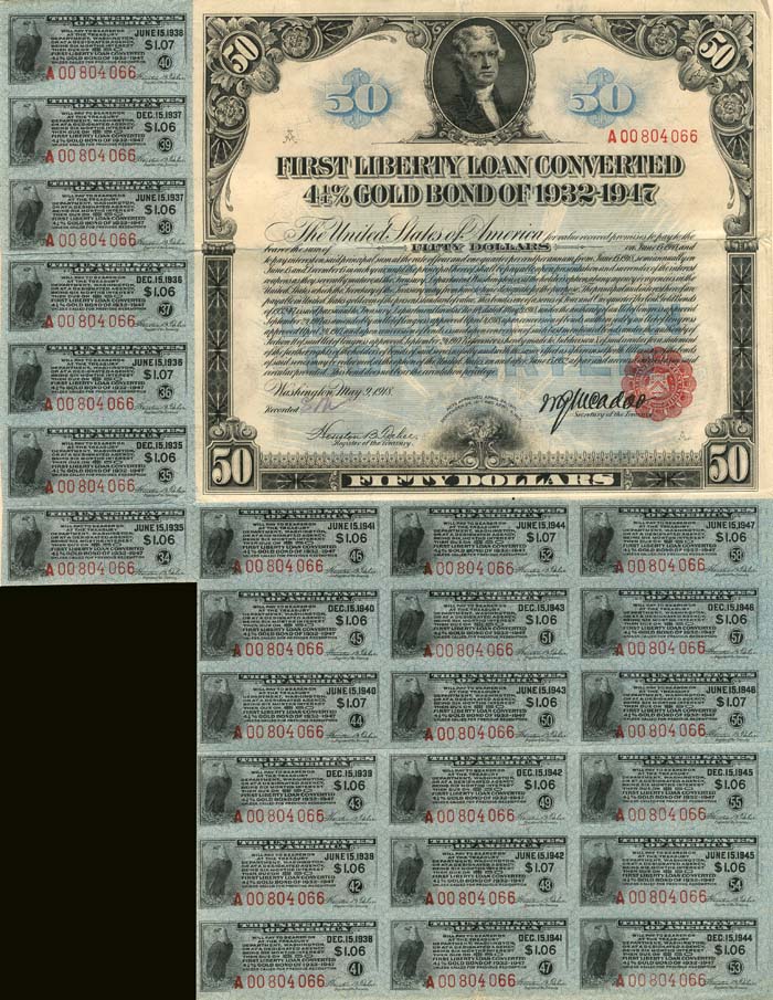 Fifty Dollar First Liberty Loan Gold Bond